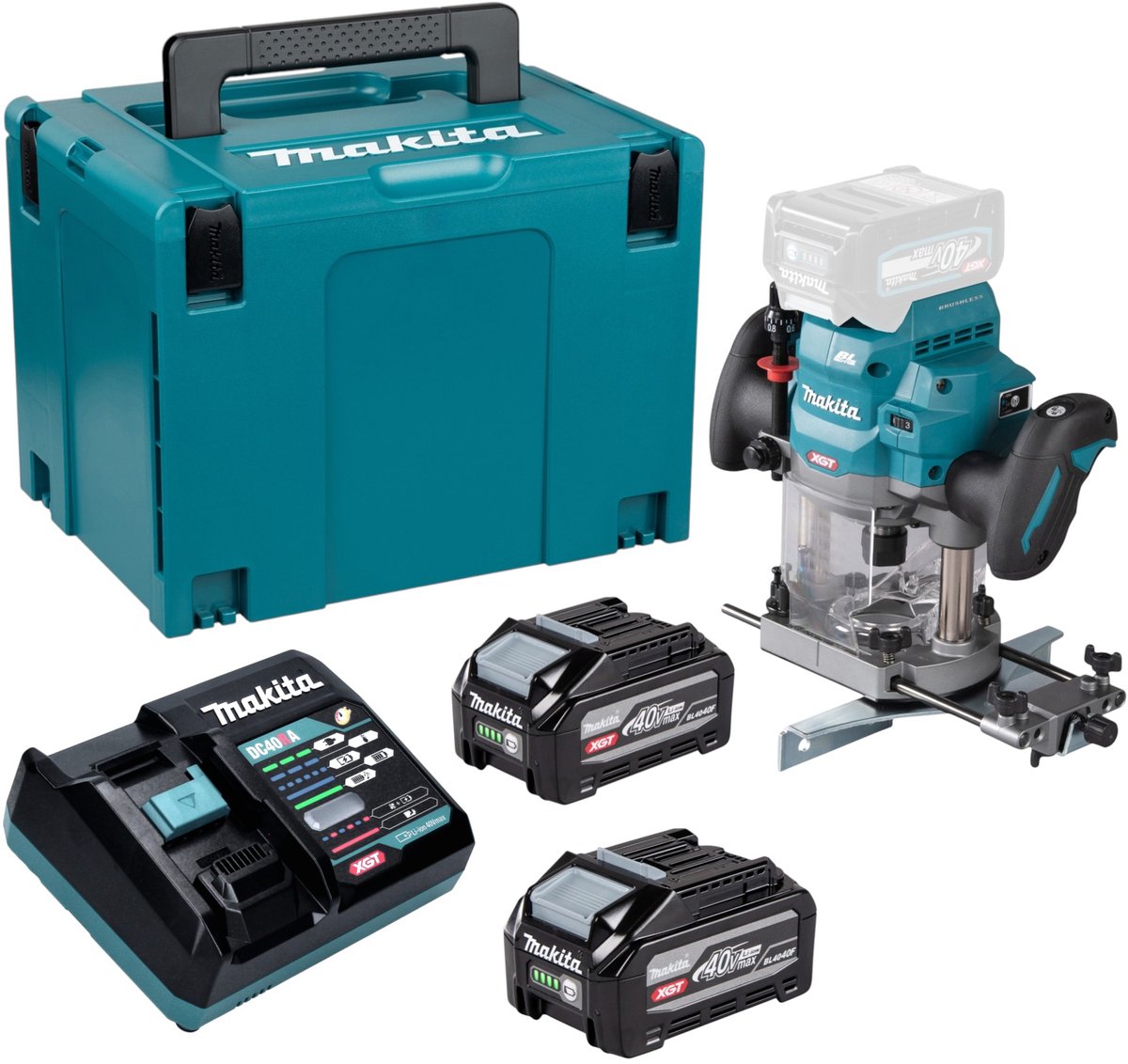 Makita RP 001 GZ Draadloze bovenfrees 40 V max. 12 mm Brushless Solo - zonder accu, zonder lader