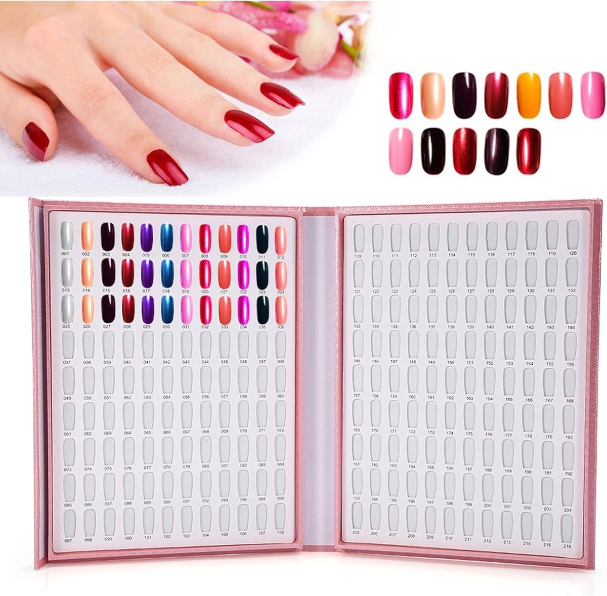Kleurkaarten voor Nagellak, 216 Kleuren Nagel Gel Kleurkaart, Nagelkunst Displayboek voor Thuis en Salon