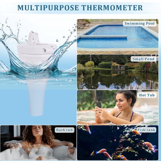 2025 Verbeterde Digitale Draadloze Zwembadthermometer, IPX7, Wifi Drijvende Waterthermometer Met Binnentemperatuur LCD-Monitor voor 80m Bereik, Badthermometer voor IJsbad, Zwembaden, Whirlpools, Spa's — afbeelding 4