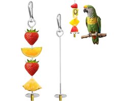 Spiesjeshouders voor fruit, 2 stuks roestvrijstalen voederspiesen voor papegaaien, fruithouder, groenten en voer voor vogelkooi, houder voor parkieten en valkparkieten