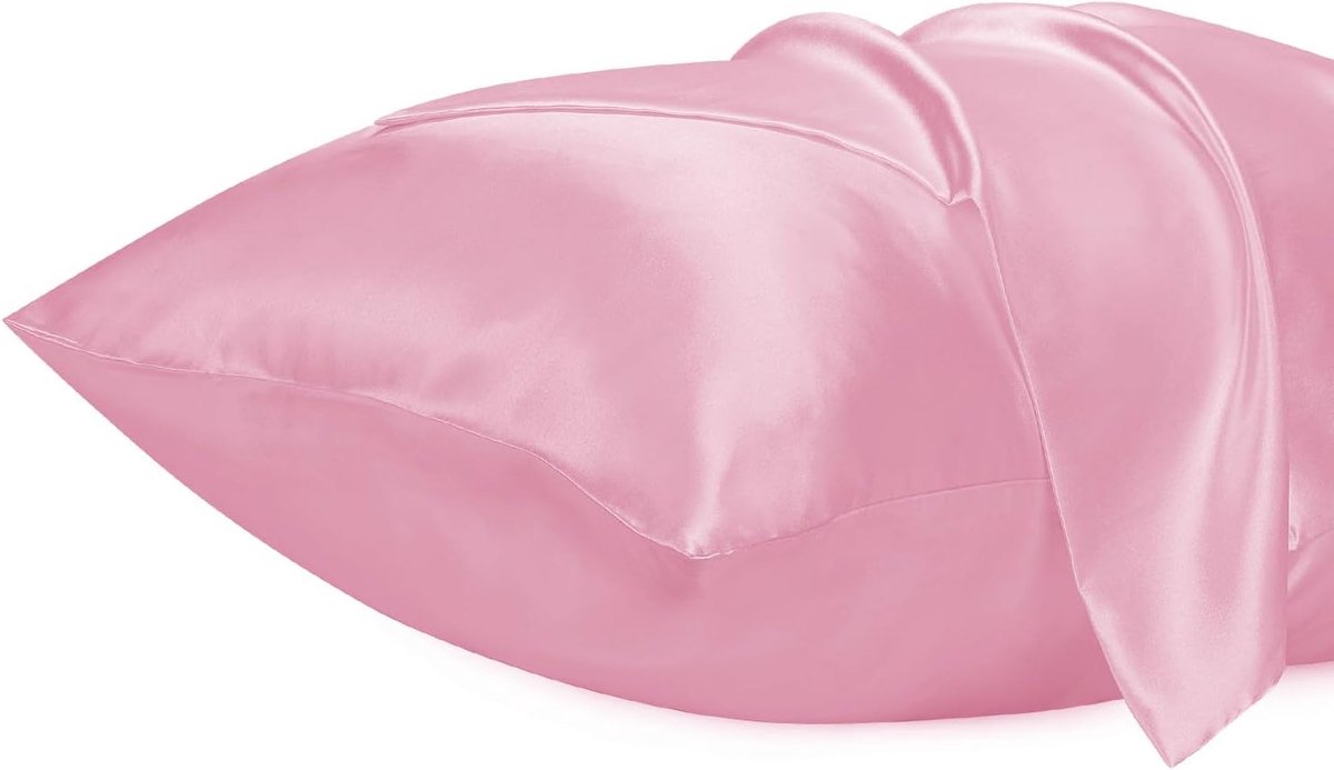 Kussenslopen, Standaard Formaat Zacht Effen Kleur Microfiber Satijnen Kussensloop, Envelop Sluiting Kreukvrij Vervagingsbestendig Ademend (50x50 cm, Sakura Roze)