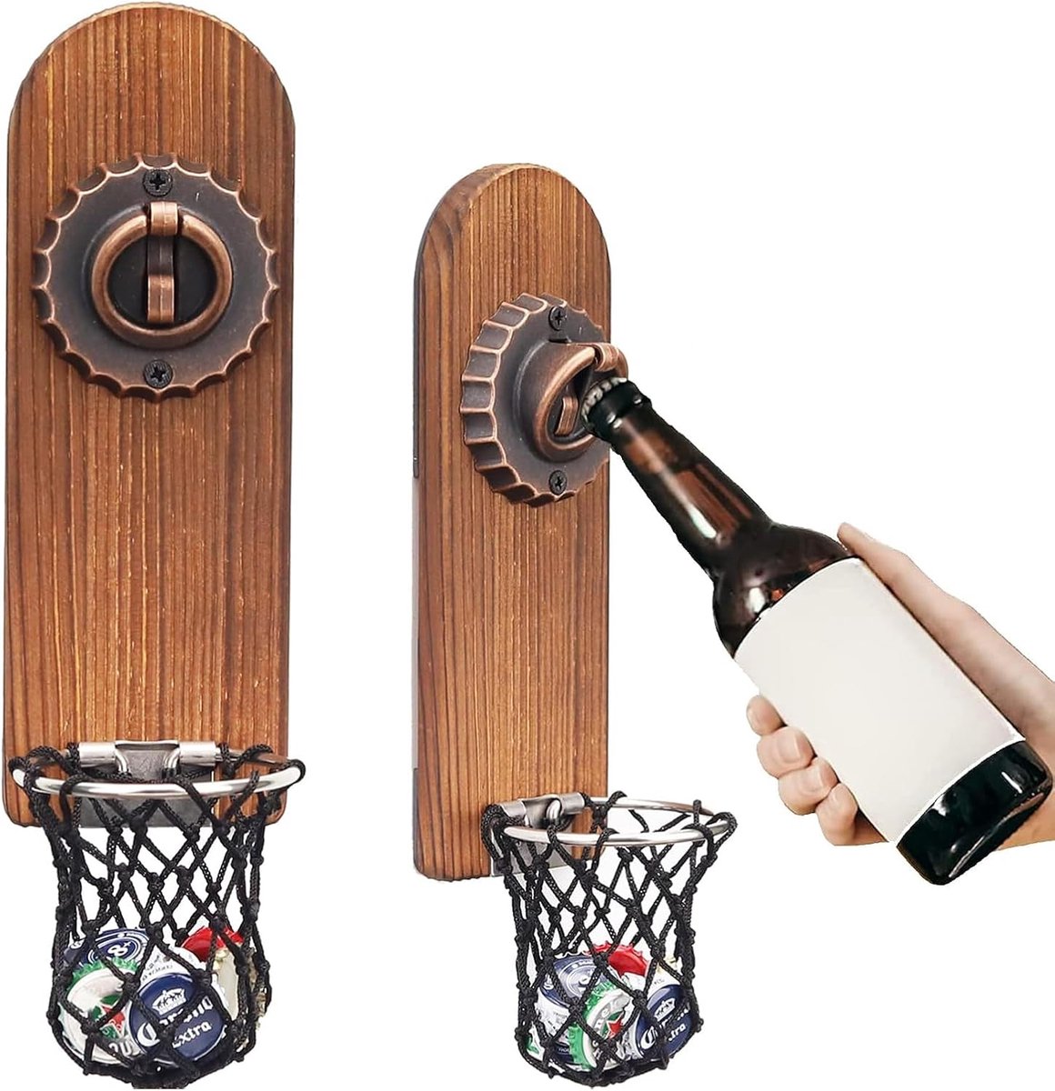 Bieropener Voor Aan De Muur Met Magneten Voor Op De Koelkast, Retro Magnetische Houten Flesopener, Accessoires Voor Buitenbar, Cadeau-Ideeën Voor Mannen En Bierliefhebbers