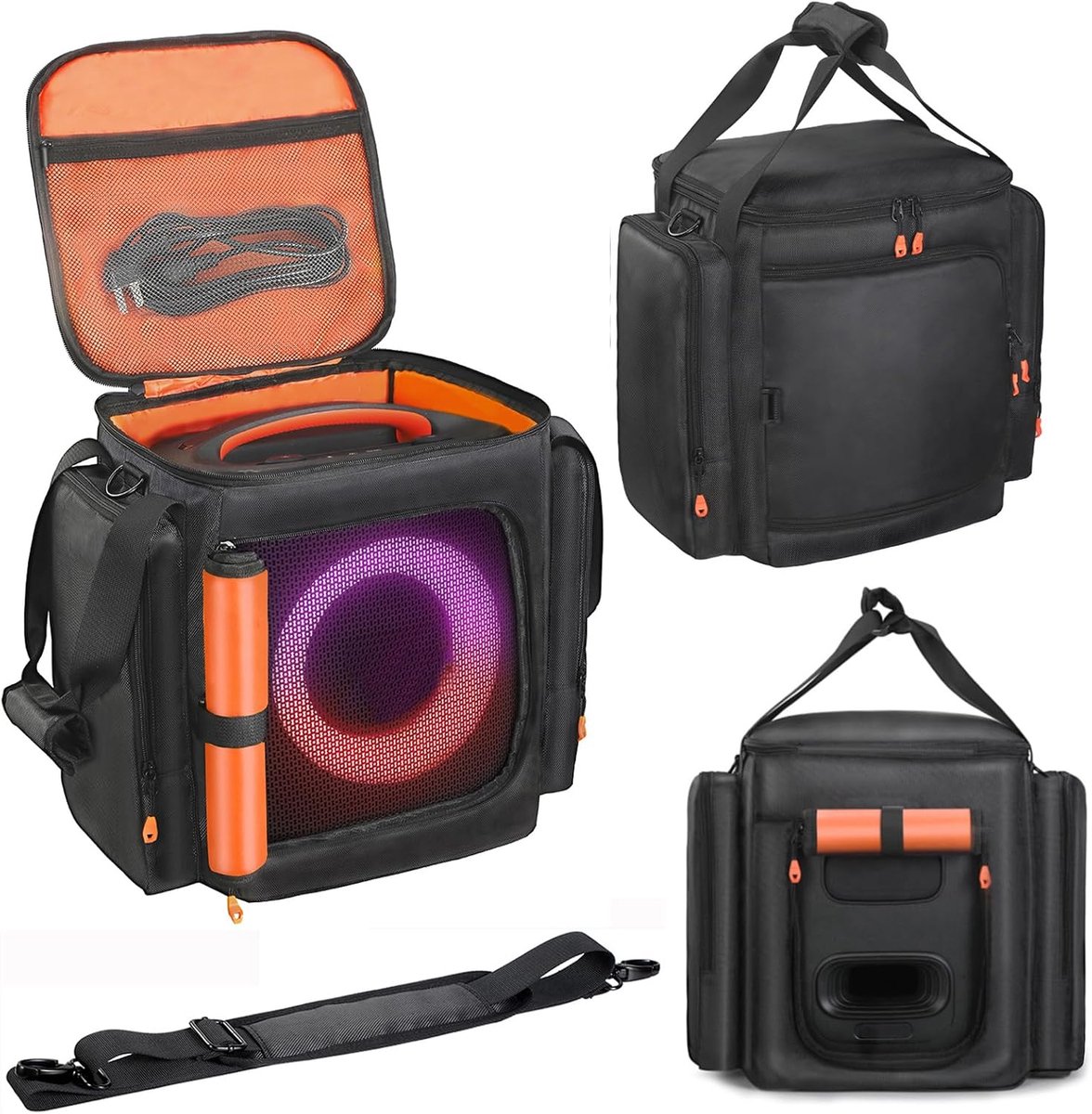Draagtas/Opbergtas Compatibel met JBL Partybox Encore Essential/Essential 2 Draagbare Speaker Reisbeschermhoes/Opbergtas met Zakjes voor Oplader, Microfoon Accessoires