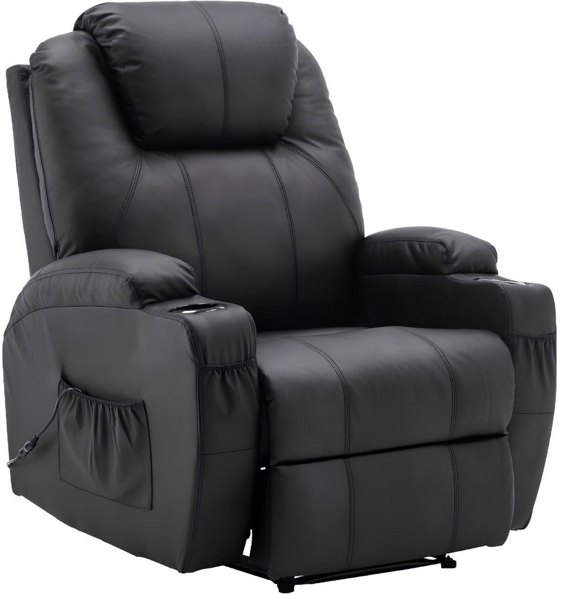 Lìon® Massagestoel - Elektrische Relaxstoel - Relaxstoel met Massagefunctie - Zwart - 92cm x 92cm x 109cm