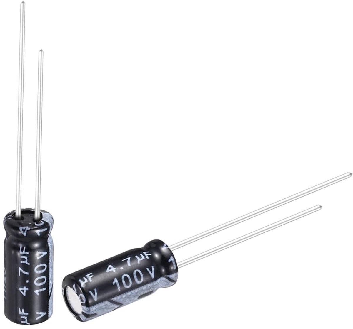 4,7uF 100V 5x11mm elektrolytcondensator met radiale aansluitingen, aluminium condensatoren voor tv's, lcd-monitor, VCD, 50 stuks