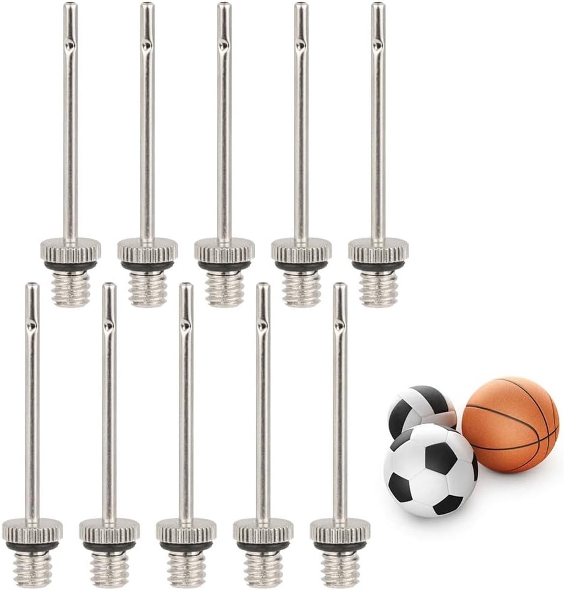 10 Stuks Luchtpompnaalden - Ballenpomp Opblaasnaald Met Zijgaten Voor Het Opblazen Van Sportballen, Voetbal, Basketbal, Rugby