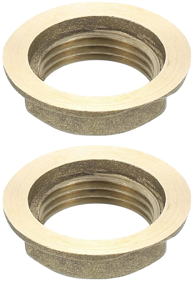 G3/8 buisschroefverbinding zeskantflens borgmoer met vrouwelijke schroefdraad bevestigingsdunne moer voor pap, messing 2 stuks
