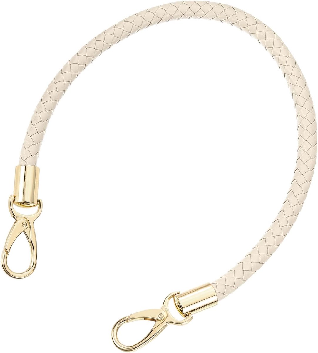 Handgrepen, tashandgrepen voor haaktassen, 50 cm, korte tasriem, PU vervangende handgrepen, leren riem voor tassen, handtassen (beige riem + gouden sluiting)