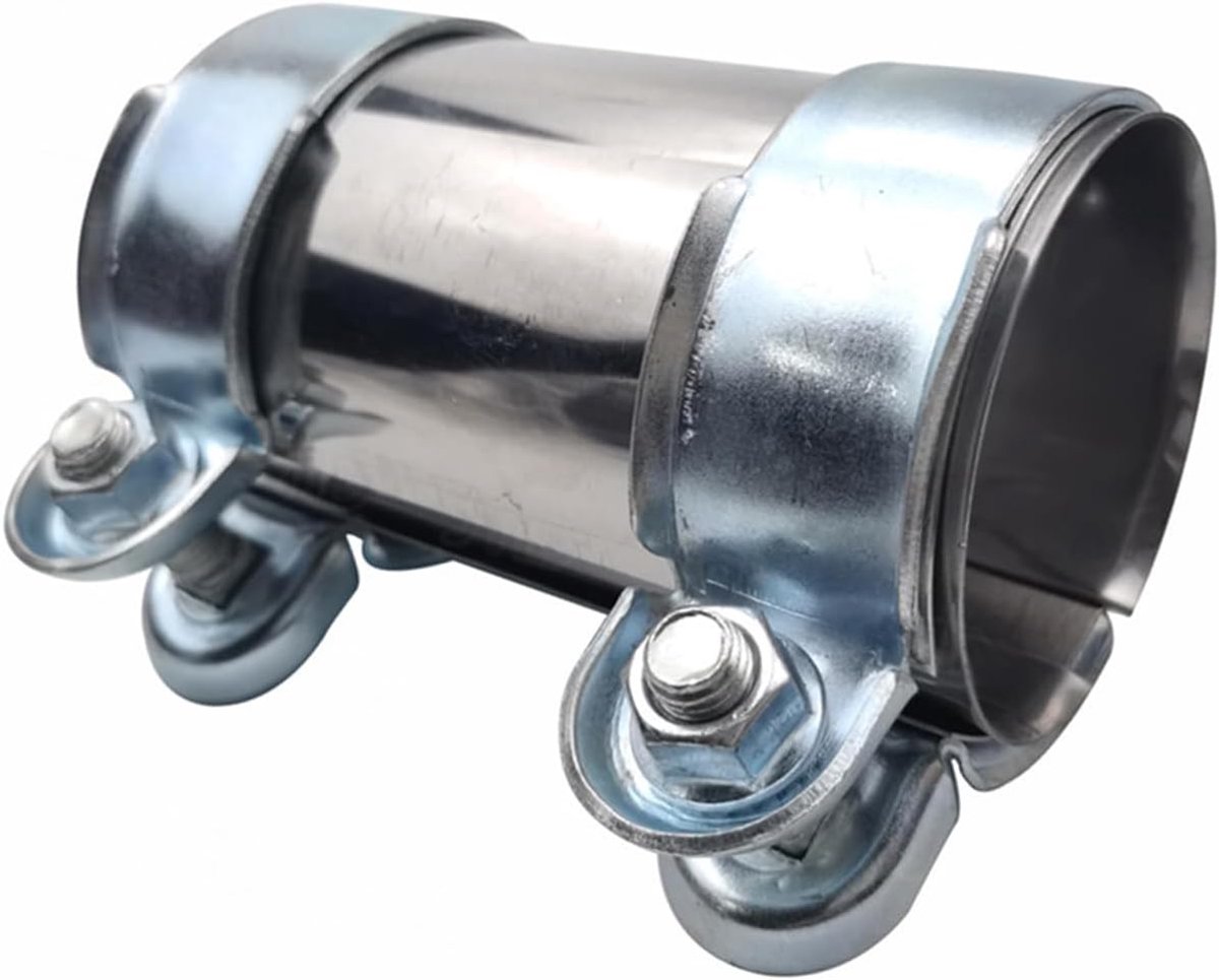 Pijpklem, Dubbele uitlaatklem, roestvrij staal uitlaatklem, universeel uitlaatpijpklem, Voor autoreparatie Ø 50 mm x 125 mm