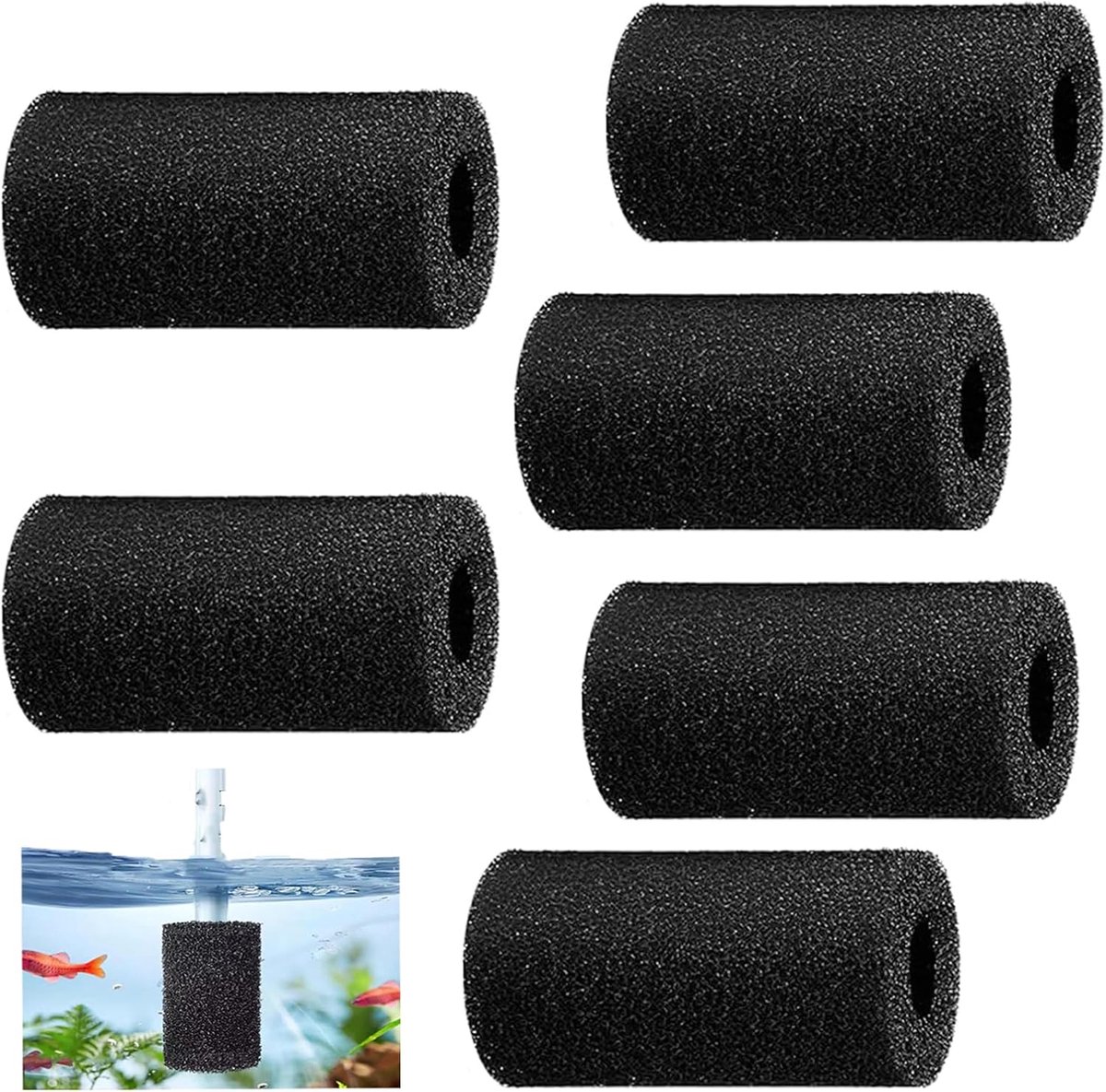 6 stuks filterzwam voor aquarium, sponsfilter voor aquarium, vervangende filterzwammen, Filter Guard filterbescherming, zwarte voorfilter-spons filter accessoires, geschikt voor aquariumbescherming