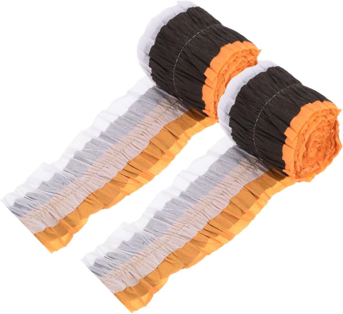 Crêpepapier, drie kleuren, 3 m x 7 cm, bloemisten, crêpepapier, kleurrijk voor handwerk, feest, schoolpapier, krulpapier, verpakking, bloemen doe-het-zelf (wit, oranje, zwart)