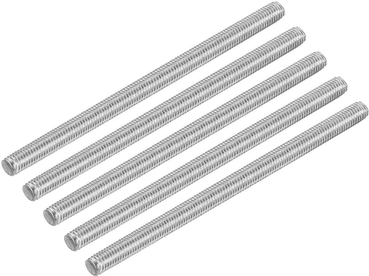 10 stuks M5 x 90 mm volledige schroefdraad stang 304 roestvrij staal rechtse schroefdraad staven voor ankerbouten, klemmen, haken en U-bouten, 0,8 schroefdraadhelling