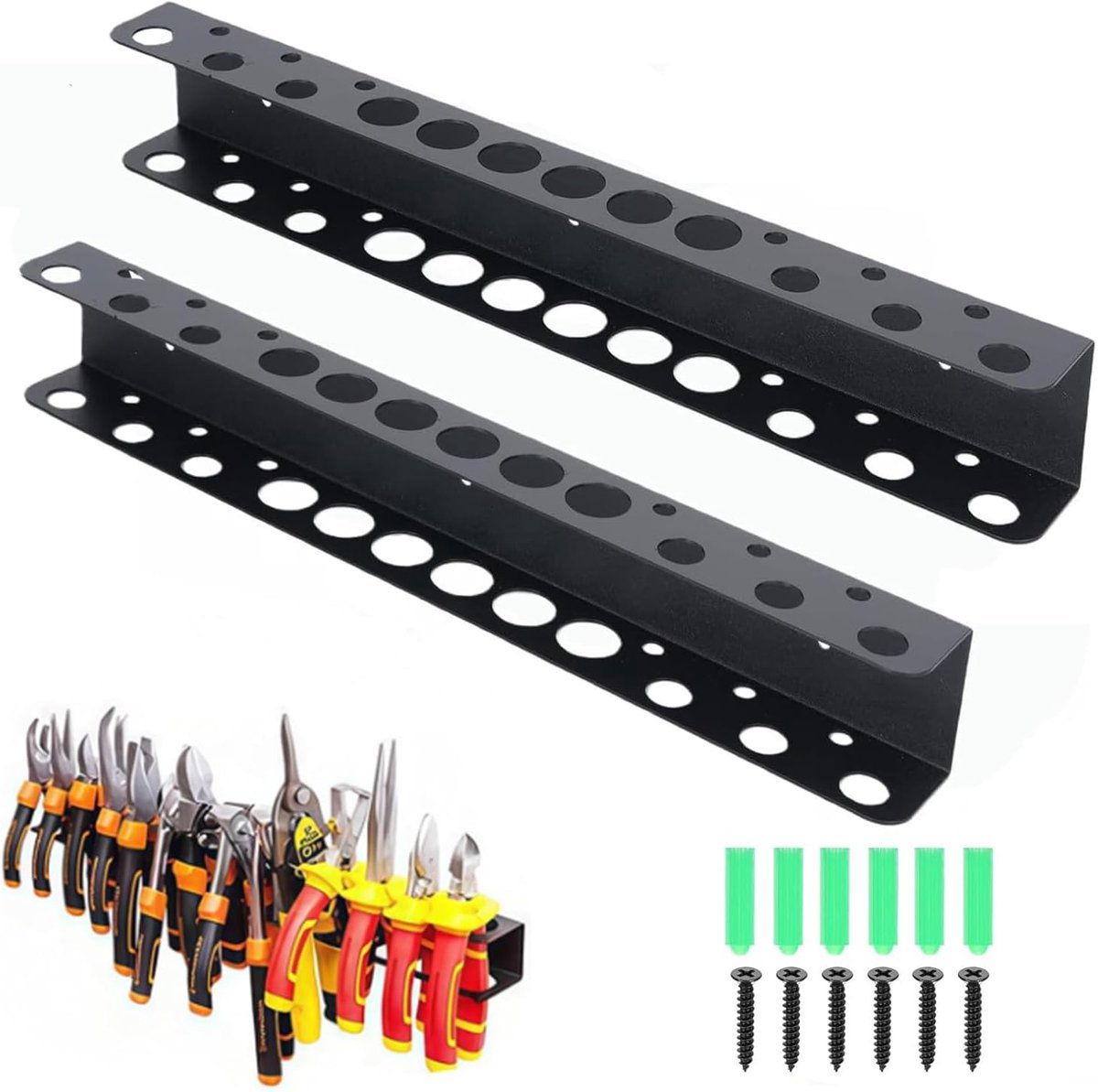 Toolhouder wandmontage 40 cm - zwart - ruimtebesparend - voor gereedschapsopslag - SnelShoppen