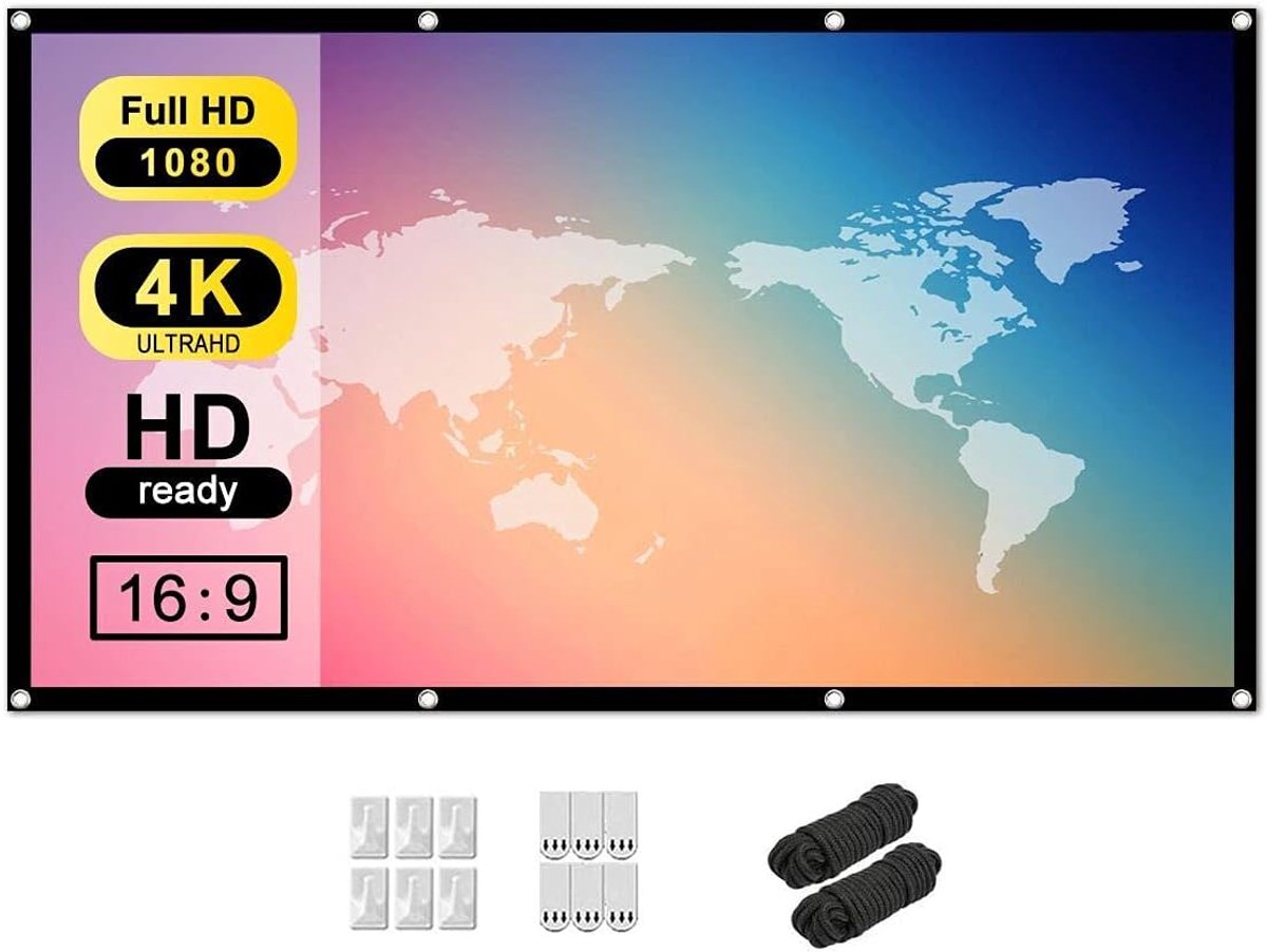 Projectiescherm 60 inch 16:9 HD - Draagbaar en opvouwbaar canvas - Ondersteunt dubbelzijdige projectie - SnelShoppen