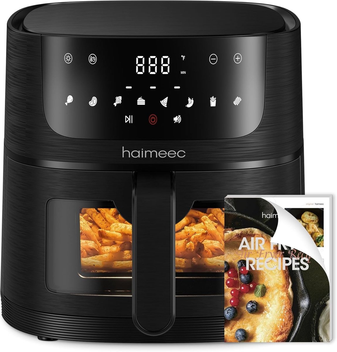 Luchtfriteuse - Grijs - 35 x 27 x 26 cm - Digitale Airfryer met 8 Voorinstellingen en Antiaanbaklaag - Voor Gezond Koken