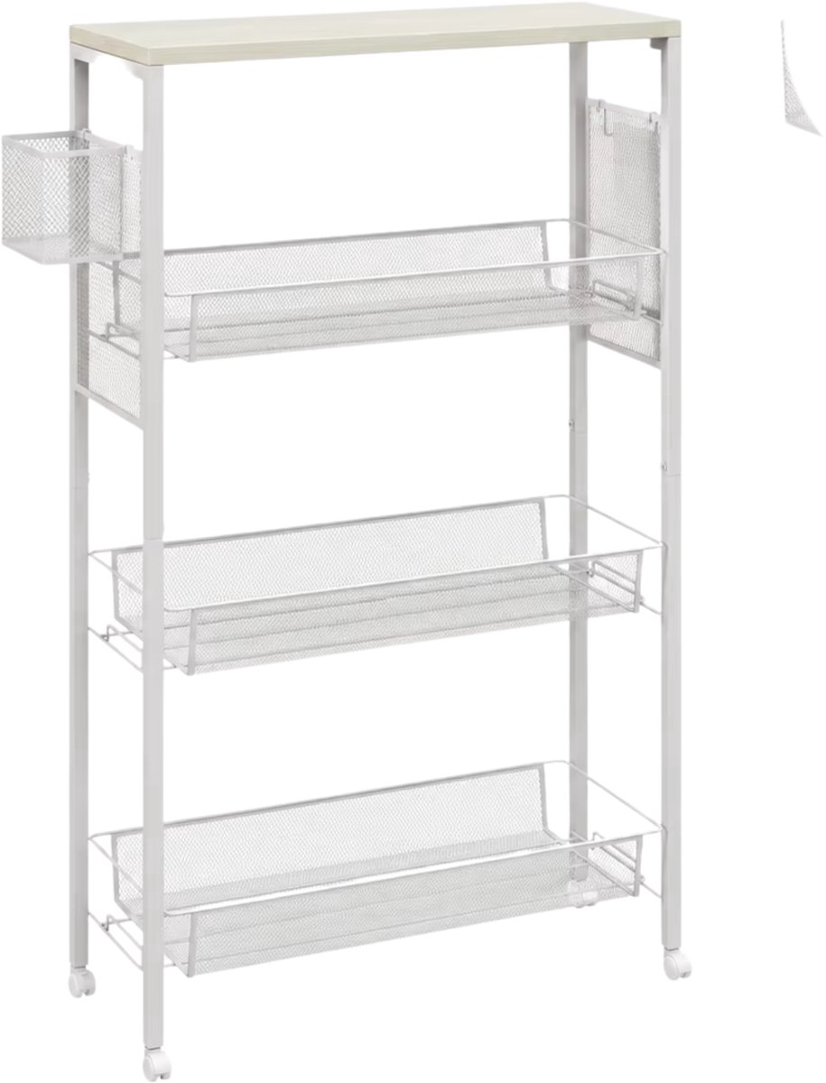 Keukentrolley op Wielen 3-Laags 5x87 cm Wit – 58 x 18