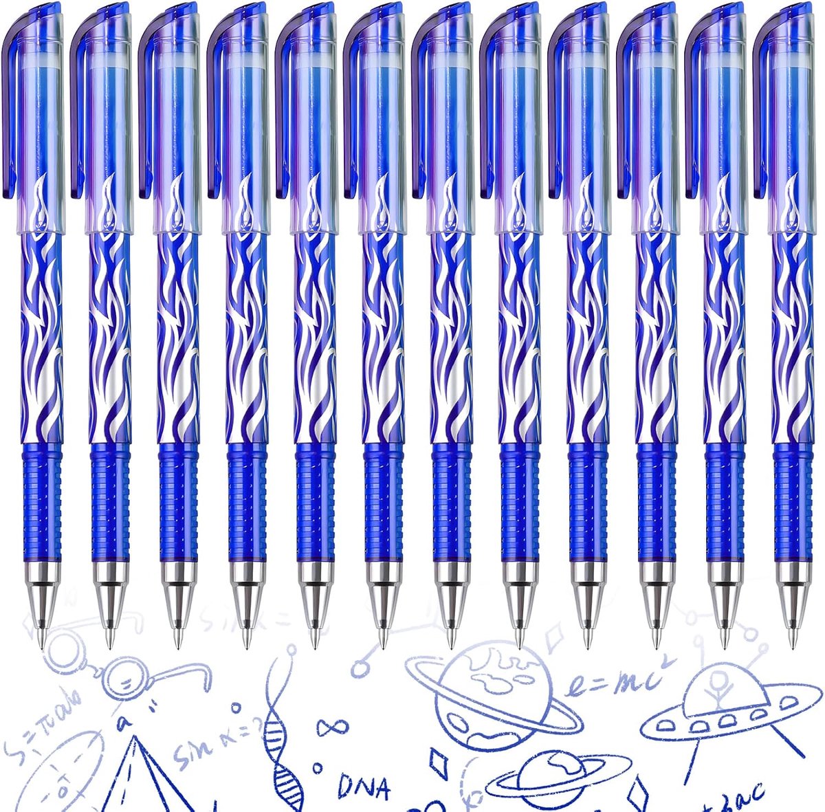 Vervangbare balpen set 12 stuks - 0.5mm gelpennen met gum - glad en nauwkeurig schrijven - ideaal voor school - SnelShoppen