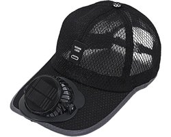 Pet met ventilator op zonne-energie – USB-oplaadbare baseballpet – Ademend & lichtgewicht – Unisex (geschikt voor wandelen, kamperen en reizen) – Zwart