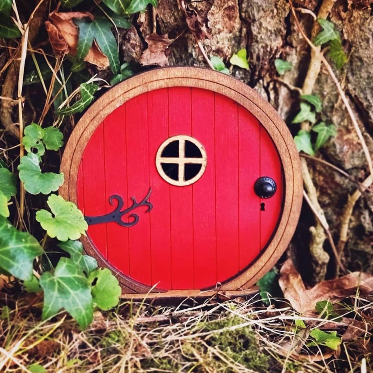 Gwezmxs Feeën- en Elfdeur van Hout voor Boom en Tuin - Rood, 10,5 x 10 cm - ShopVlot