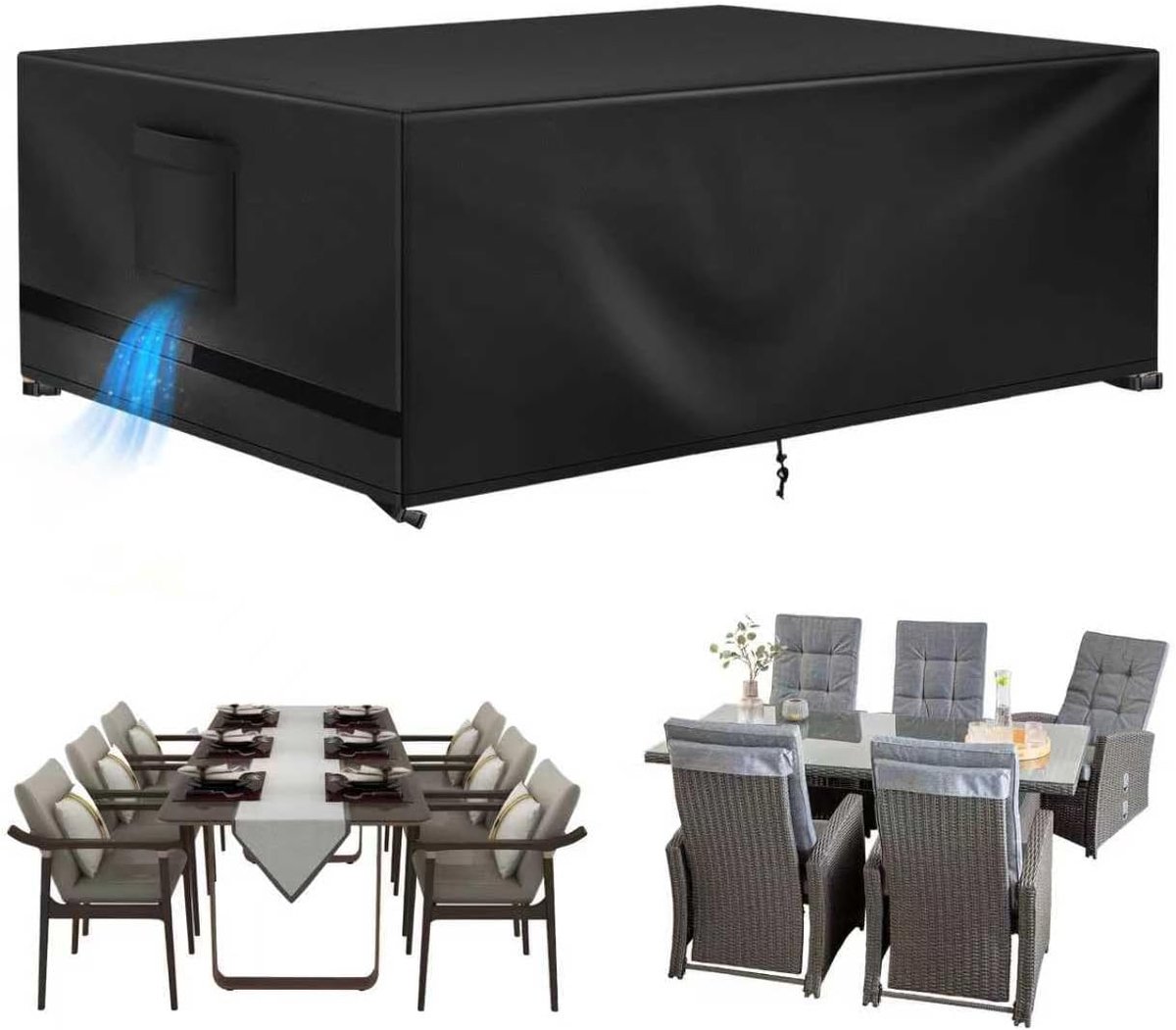 SnelShoppen - Tuinmeubelhoes Waterproof 180 x 120 x 74 cm - 420D Oxford Tuinmeubelhoes - Bescherming Tegen Regen en UV - Ideaal voor Tuintafels en Sto