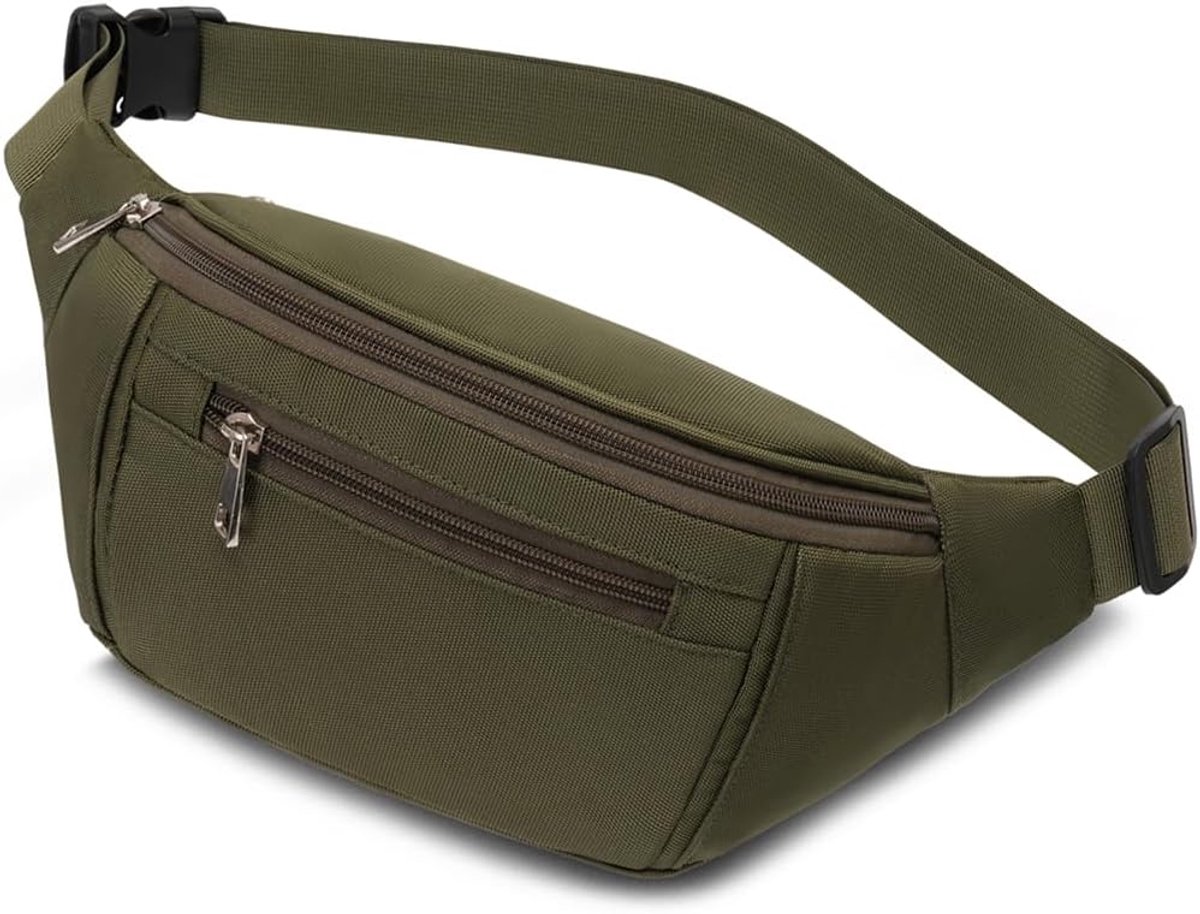heuptas voor heren en dames, waterdicht, reizen, geldriem, wandelen, fietsen, hardlopen, motorfiets, camping, Olijf, 33x6.5x14 cm, Sport.