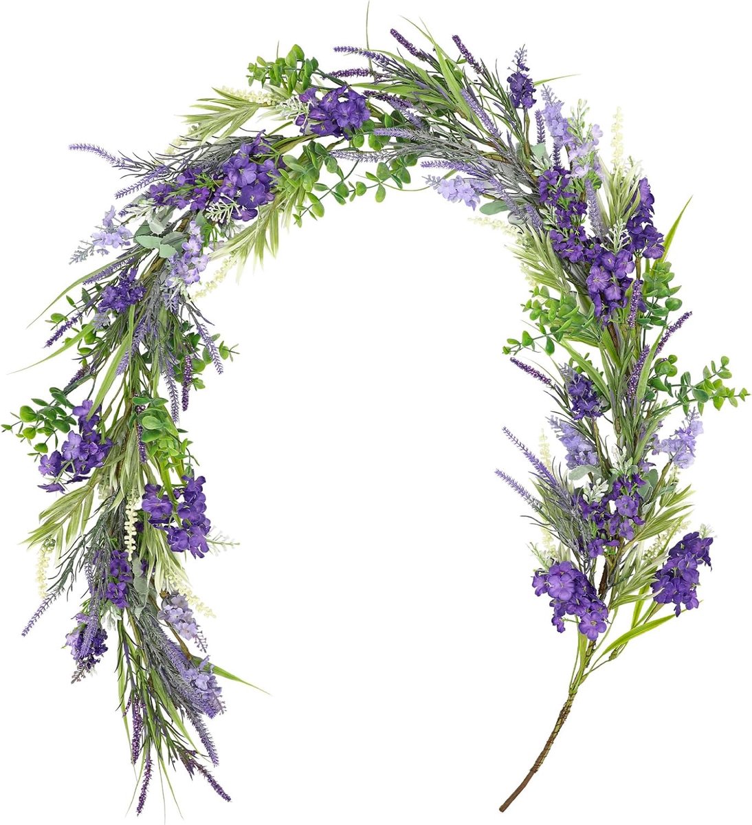 Kunstmatige lavendel slinger 5ft eucalyptus slingers nep paarse bloem slingers faux groen wijnstokken bloemen slinger decoratie voor bruiloft open haard thuis tafel decoratie