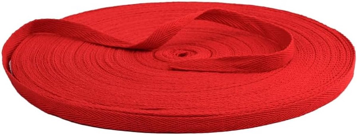riem twill 100% katoen riem 20 m Herringbone Tape Ribbon Cotton Twill Tape Ribbon katoen biasband naadband katoenen band decoband voor doe-het-zelf handwerk rood 10 mm