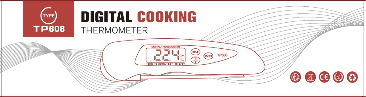 keukenthermometer, opvouwbare monsterthermometer, vleesthermometer, grillthermometer, thermometer met instant read-out voor keuken, barbecue, eten