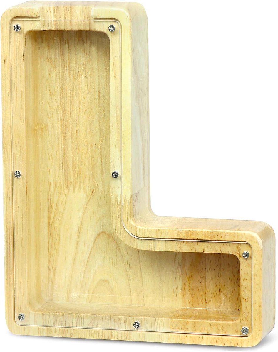 Spaarpot voor kinderen, personaliseerbaar, met letters van A tot Z, spaarpot van transparant hout, met letters, decoratie, creatieve spaarpot, cadeaus voor verjaardag, Kerstmis,