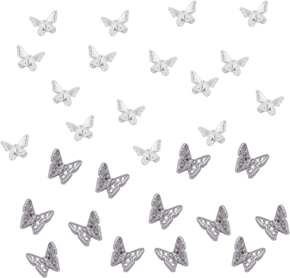 150 stuks vlinder nagel bedels, 3D vlinder nagel bedels, 3D vlinder nagels decoratie, mini schattige nail art decoraties, mini legering vlinder nail art diamant voor doe-het-zelf manicure vrouwen