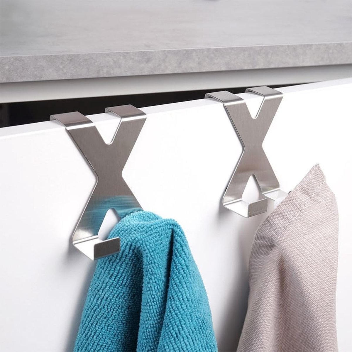 Deurhaken, haken om aan de deur te hangen, dubbele haken, staal, 2 stuks.