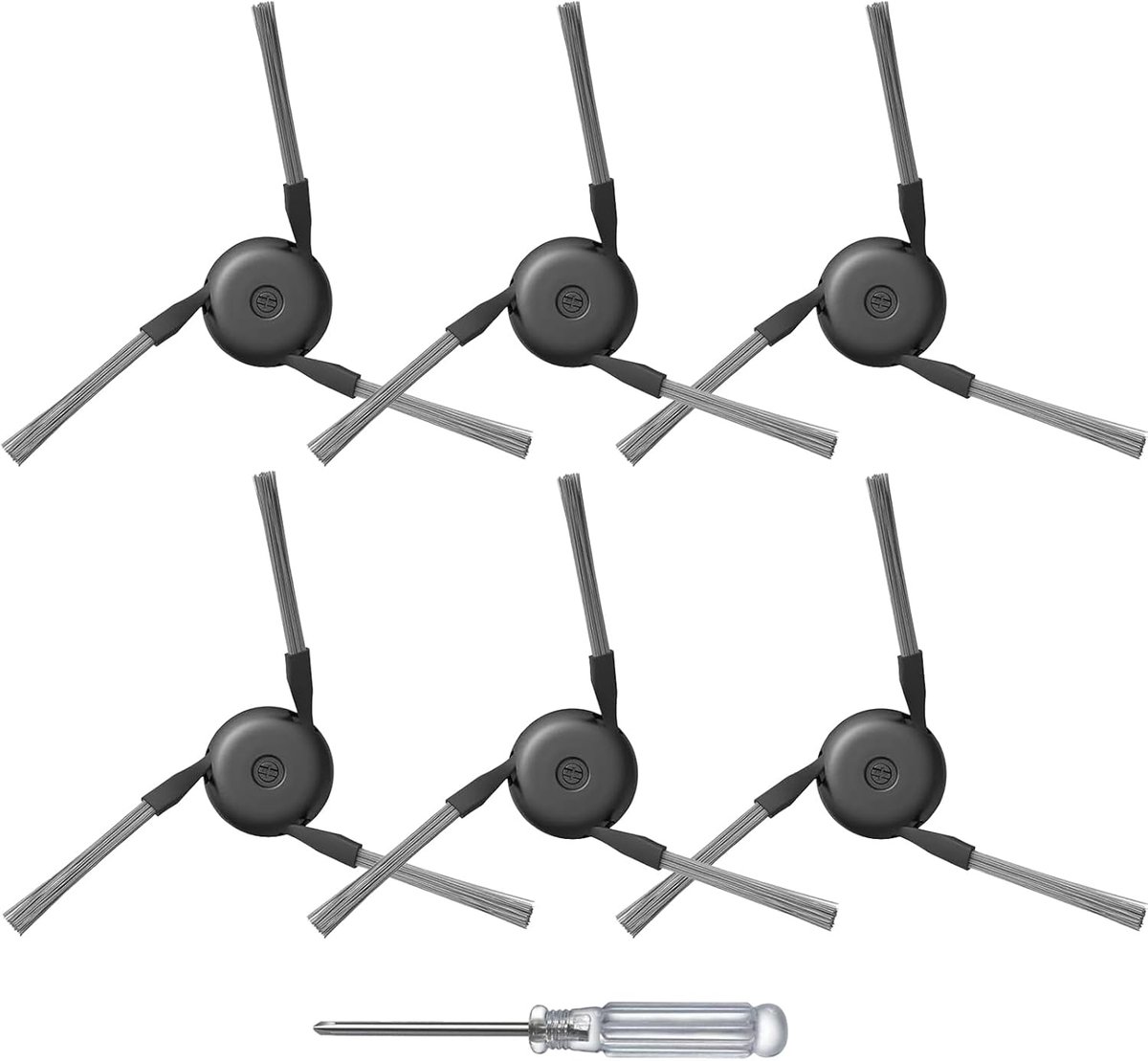 zijborstels voor Dreame stofzuiger X40 Ultra, X40 Ultra Complete, X40 Master, L40 Ultra spiraalvormige zijborstels voor hoeken en randen, 6 stuks, accessoires, 1 schroevendraaier