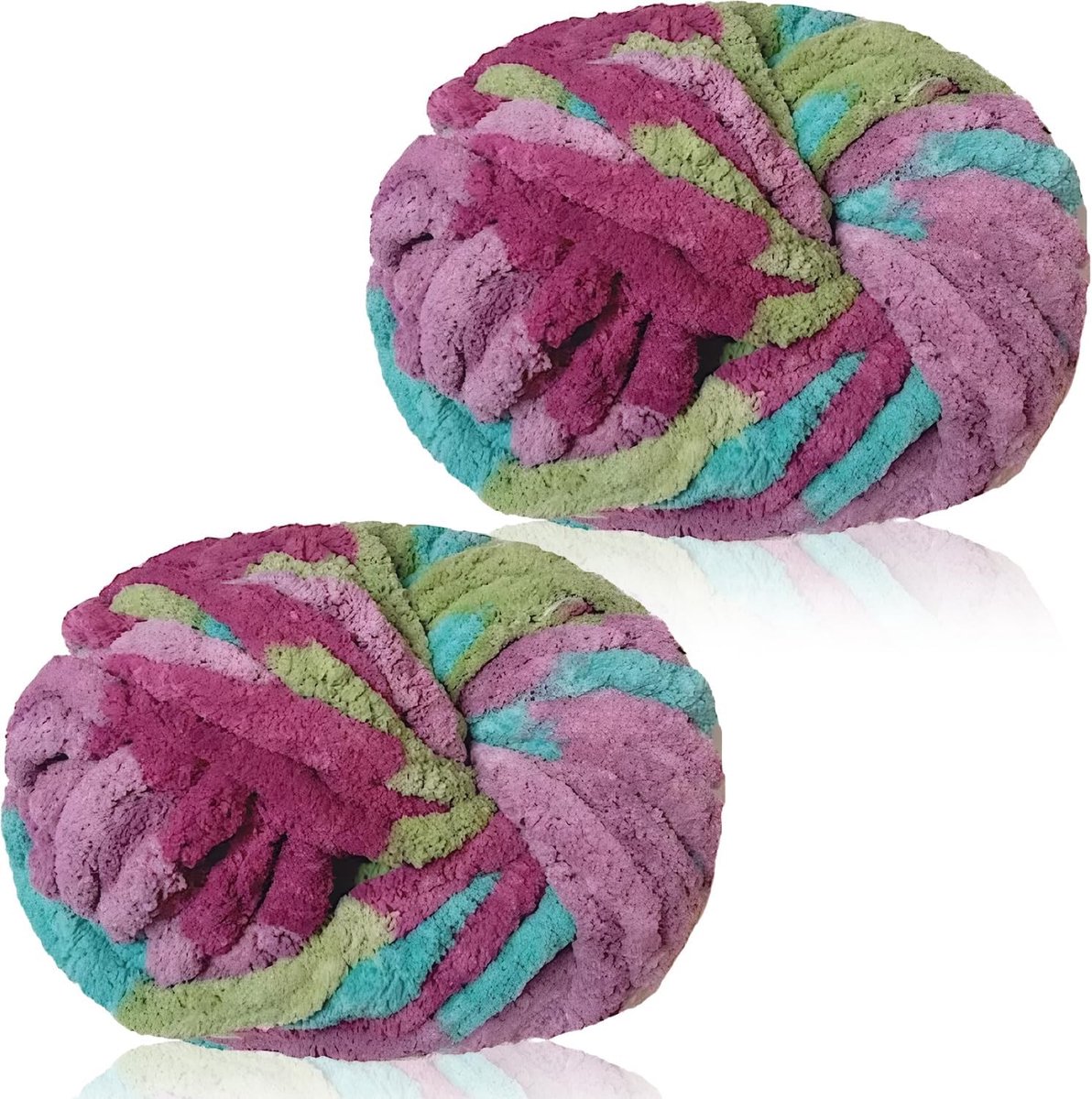 breiwol 250 g × 2, chenille-garen voor haken en breien, grof garen om te haken, dikke wol voor deken, kussen, huisdierbedden, tassen, hoeden, sjaals