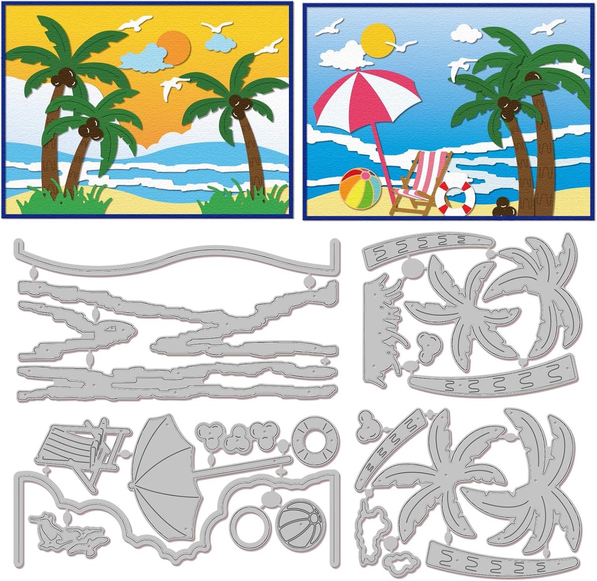 Coconut Tree Snijmatrijzen voor DIY Scrapbooking Metalen Zonnebank Snijmatrijzen Zomer Oceaan Strand Snijmatrijzen voor Kaarten Maken Embossing Fotoalbum Ambachten Decor