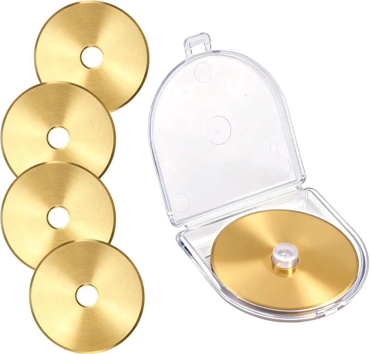 5 Stuks Titanium Gecoate Rotariesnijbladen, Universele Reserve Ronde Stofsnijbladen Navulling voor Fiskars/OLFA/Martelli/Dremel/Truecut/DAFA voor Quilten Naaien Scrapbooking (45mm)