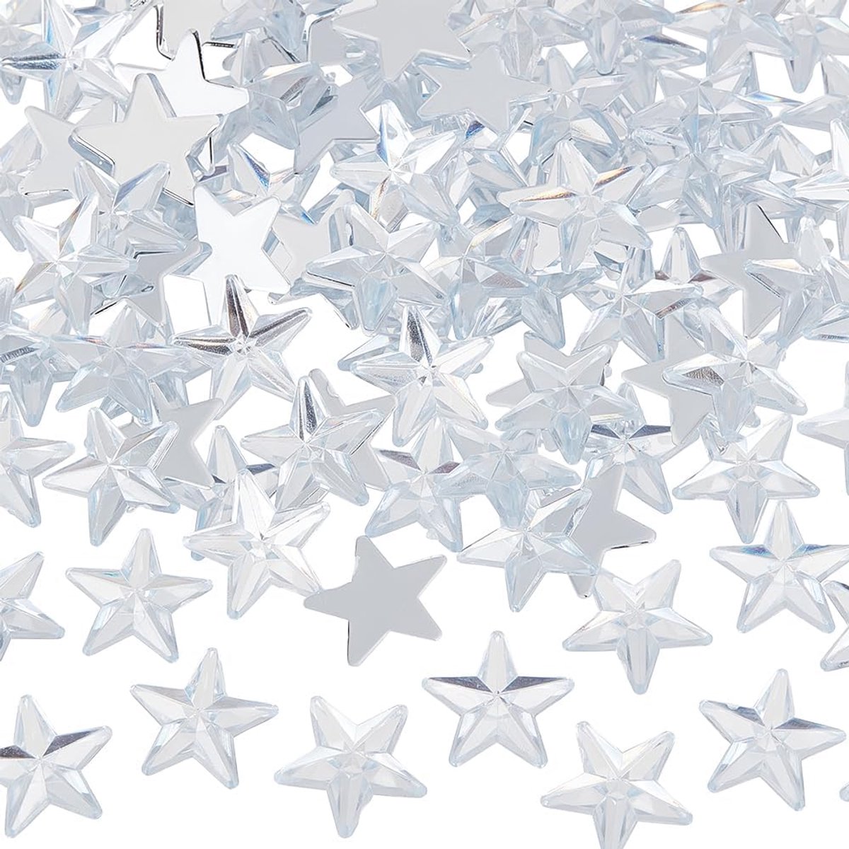 100 stuks ster acryl heldere strass vijf punts sterren platte achterkant kleine kristallen cabochons geen gat decoratieve versieringen charmante transparante steentjes voor kleding naaien