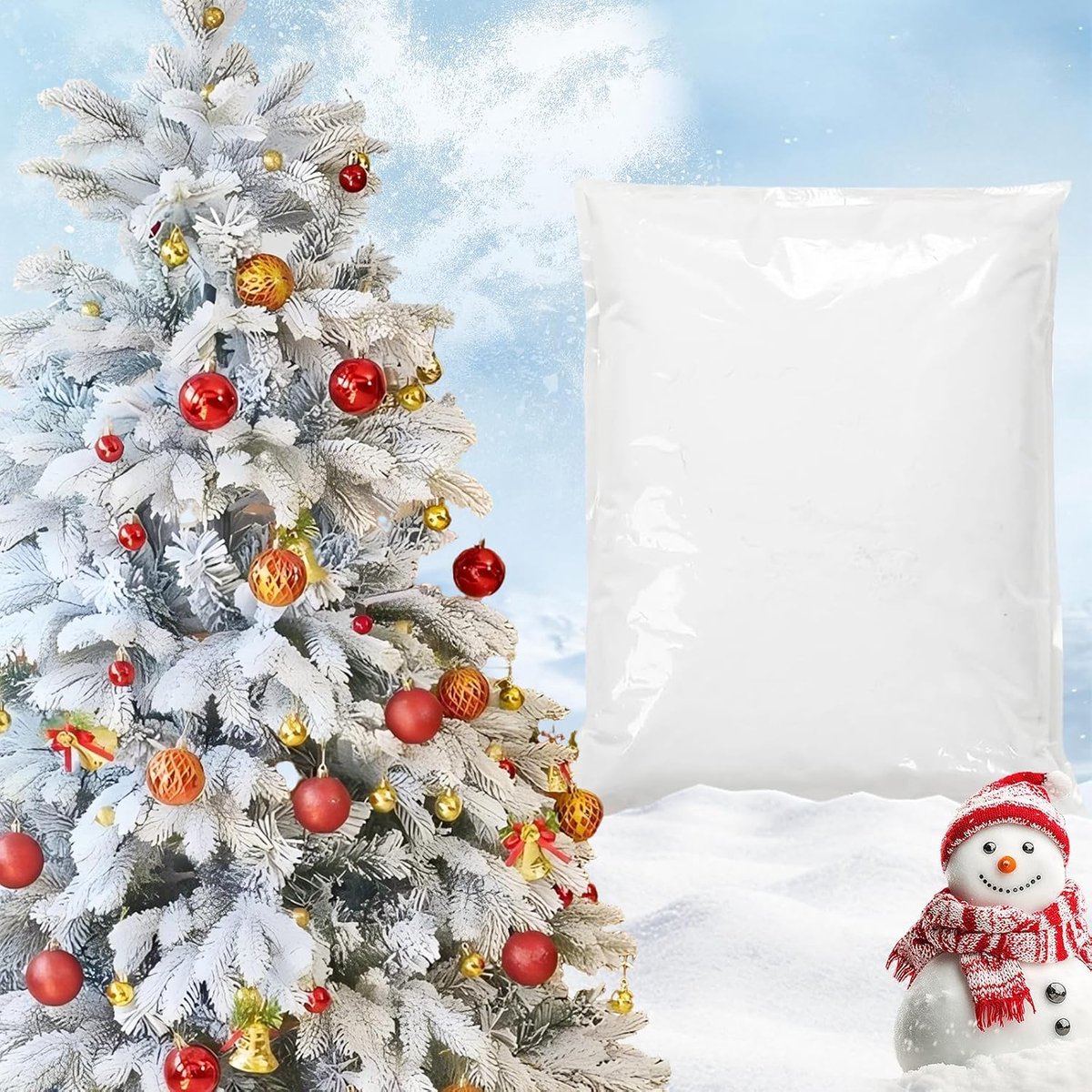 poeder, 2 pond, zelfklevende sneeuwvlok voor kerstversiering, kerstboom, decoratie, sneeuw, kunstsneeuw, sneeuwvlokken vlokken voor kerstboom, vakantie, huis, winterdecoratie