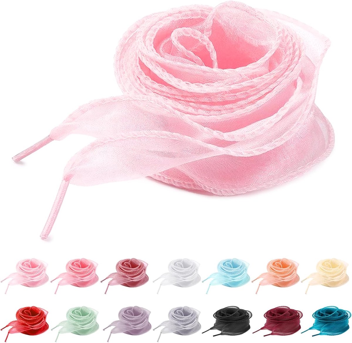 4cm Doorschijnende Chiffon Satijnen Schoenveters, Delicate Gaasachtige Lintveters voor Sneakers, Zachte Sneeuwwaren Organza Koorden