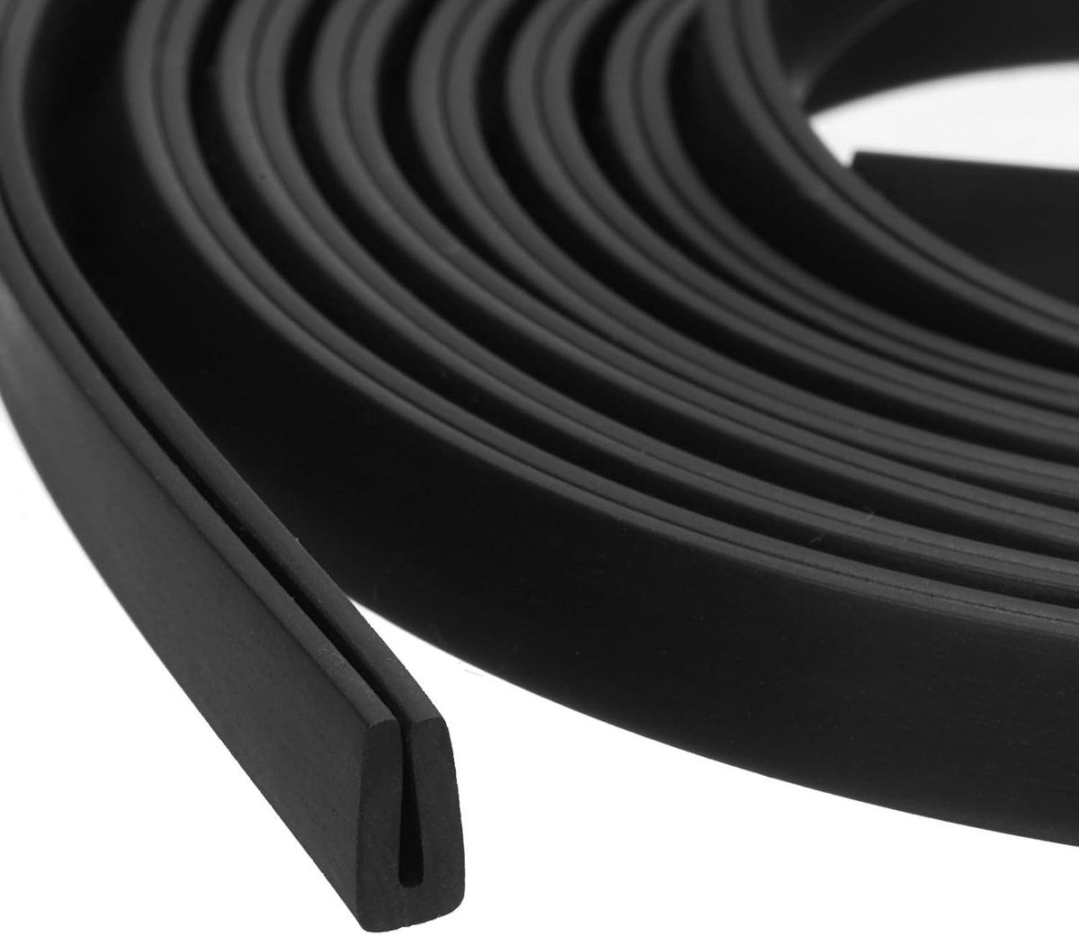 Randbescherming, rubberen randbeschermingsprofiel, 5 meter lang, U-profiel, kunststof, randbescherming, rubberen afdichting, platte biesband voor 1 mm randen platen (4 mm b x 8 mm h), zwart