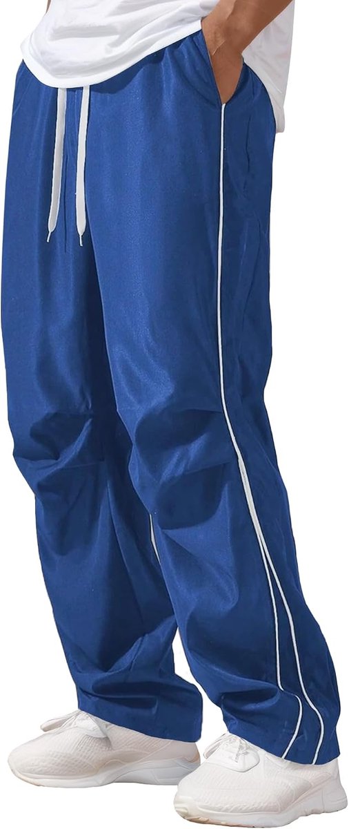 Y2k joggingbroek voor heren, streetwear, baggy track pants met trekkoord, rechte snit, vrijetijdsbroek, parachutebroek