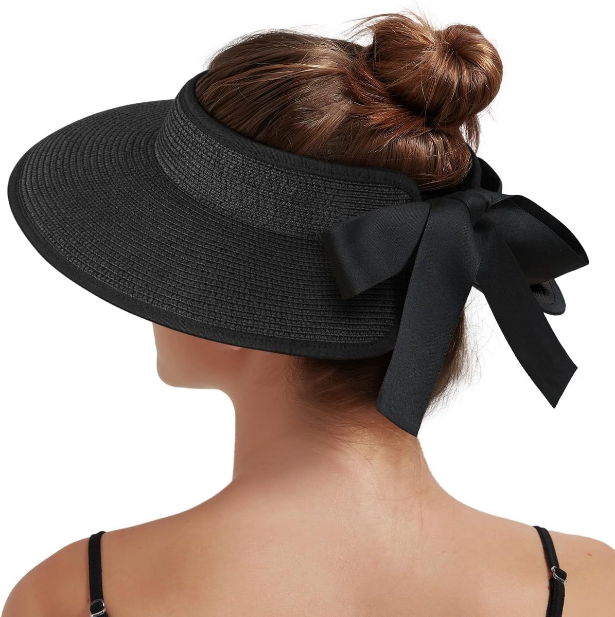 Zonneklep Hoeden voor Vrouwen Strovizier Brede Rand UV-bescherming Packable Zomer Strand Hoed Paardenstaart Reizen UPF 50+