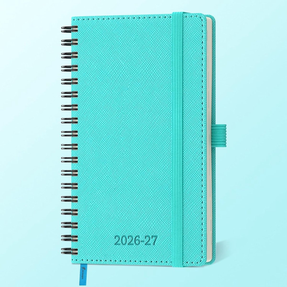 2026 2027: Weekplanner en Notitieboek, Weekagenda A6 Kleine Boekagenda(16,4 x 9,5 cm) van Jul'26 tot Dec'27 Planner 18 Maanden, Zachte PU-Leren Spiraal, Papier 80 GSM, Lichtblauw