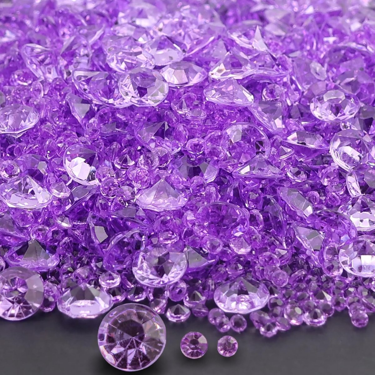 4300 stuks, acrylkristallen, tafeldecoratie, strassstrooidecoratie, bruiloft, 3 maten, glitter, glazen stenen, decoratie voor bruiloft, lila