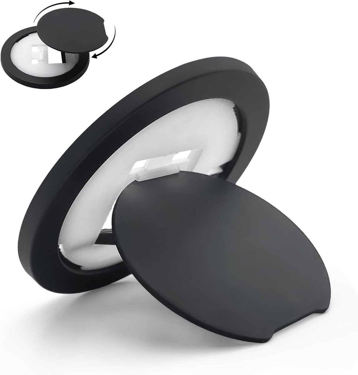 ultradunne ring, 360 graden draaibaar, geschikt voor thuis, sport en andere gelegenheden, compatibel met de meeste modellen (zwart)