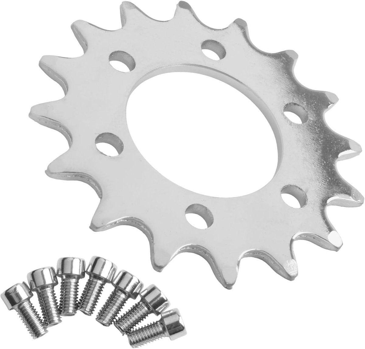16T Fixed Gear Fiets Schijfrem Mount Tandwiel 44mm Elektrische Fiets Motorfiets Accessoire, 410 Ketting Compatibel met Stalen Constructie, Zilver