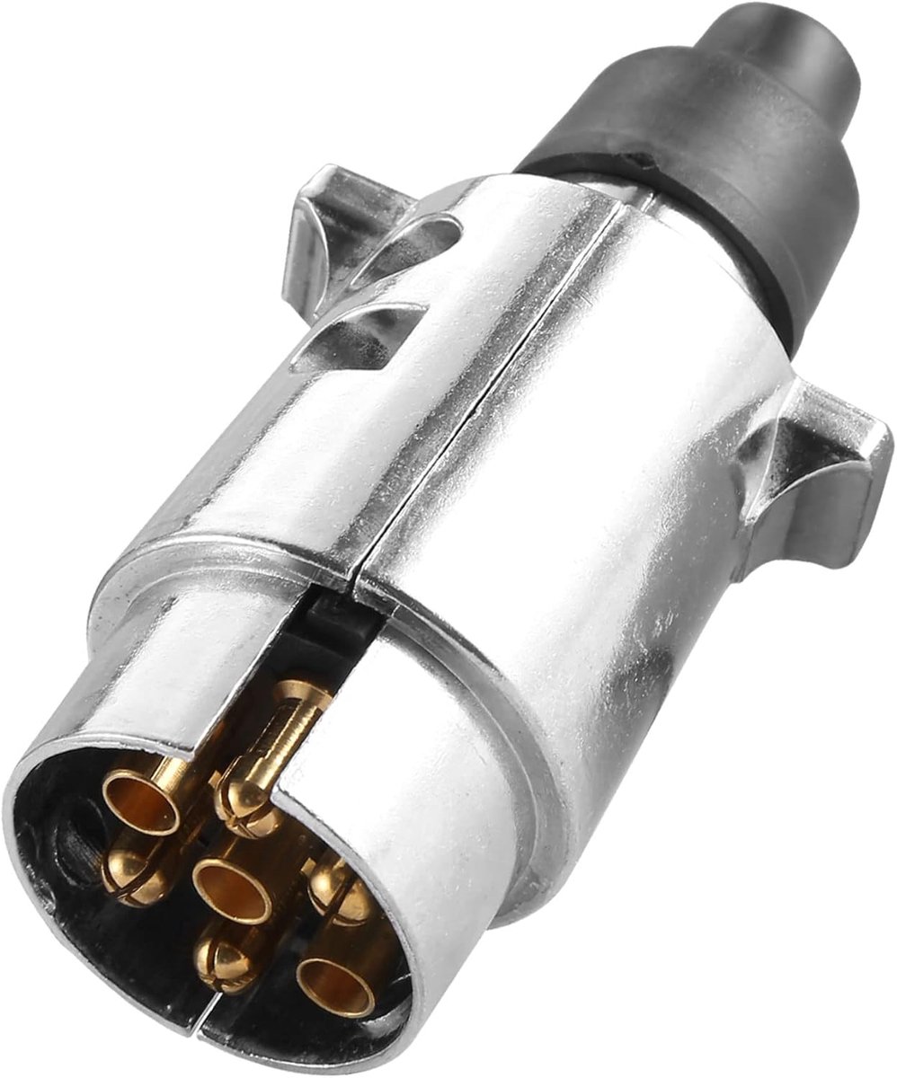 7 Pins Aanhangerstekker, 12V 7 Pins Metalen Aanhangwagenstekker, Aluminium Aanhangerstekker Waterdichte 7 Polige Trekstekker, Stekker 7p metaal voor aanhangwagens