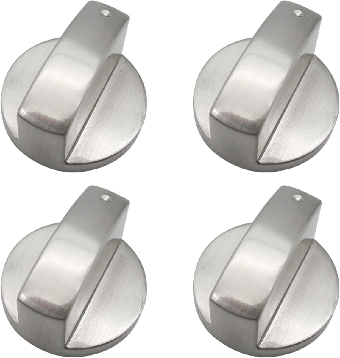 4x Vervanging van 6mm zilveren metalen kookplaatknop universele bedieningsknop voor keukengasfornuis 6 mm gaskookplaatknop, ovenknop schakelaar gaskookplaat schakelknop gasfornuis