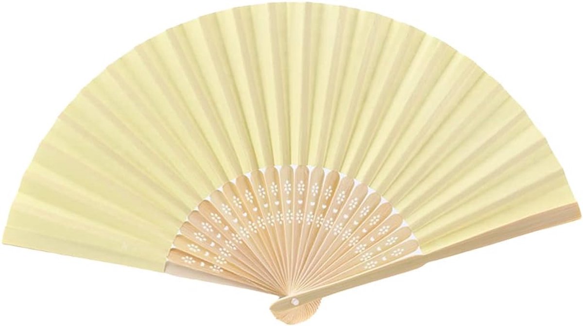 6 stuks handwaaiers voor bruiloft, kleurrijke vouwwaaiers, papieren waaiers, vouwbaar, gastgeschenk, Aziatische decoratie voor doe-het-zelf, zomer, bruiloftsdecoratie, geboortedag, feest, fotografie, wanddecoratie, lichtgeel