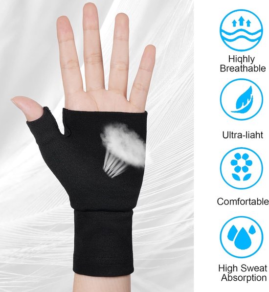Pols- en duimsteun, 2 stuks compressie polsduimsteun, polsspalk, elastische ademende polssteunbrace voor artritis, gewrichtspijn, tendinitis, verstuiking, sport (S) — afbeelding 3