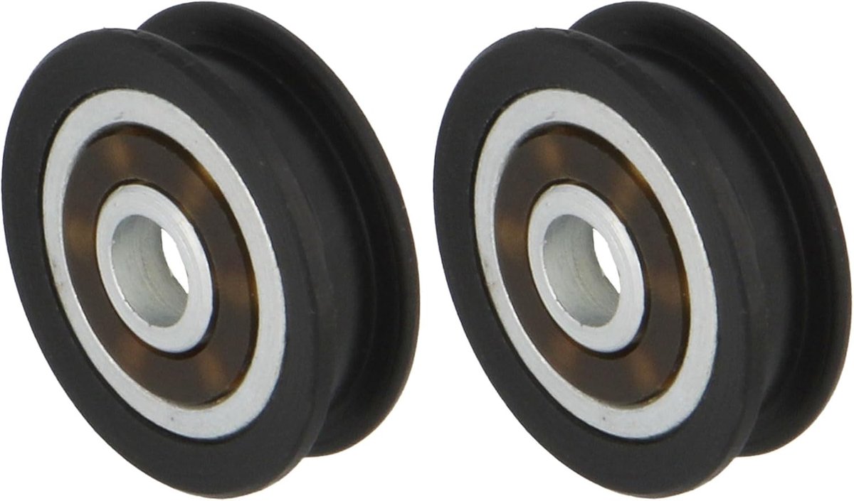 - Lagers voor horren - Set van 2 - Ø 23 mm - Kogellager met geleidingsgroef - Voor schuifbare horramen - Zwart polyamide